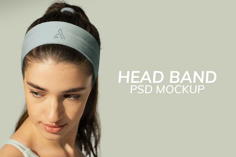 Headband mockup psd woman sport apparel shoot