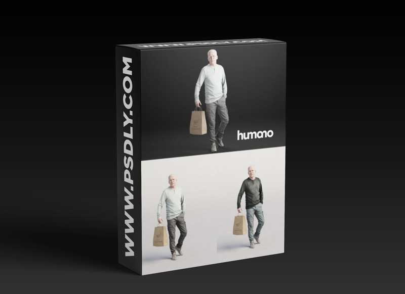 Humano Casual man walking with shopping bag 0217 3D model