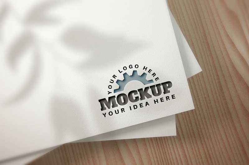 Stack of papers with a logo - mockup template