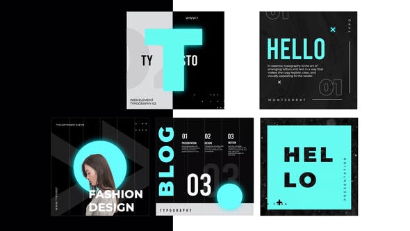 Videohive Typography black white post instagram 31370702