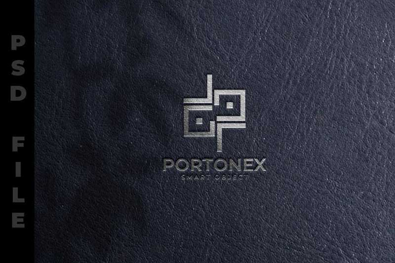 Silver Logo Mockup in Leather