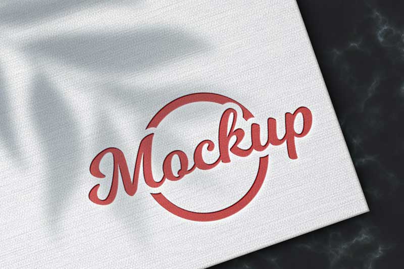 Embossing paper logo mockup PSD