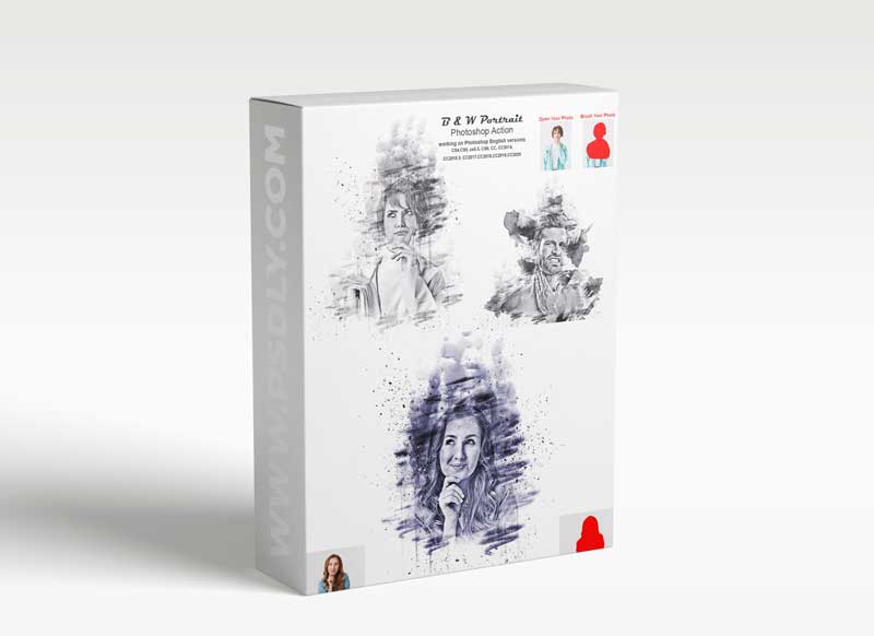 CreativeMarket - B & W Portrait Photoshop Action 5800288