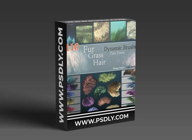 +110 Neri's Dynamic Fur/Grass/Hair brushes for Manga Studio - Clip Studio Paint