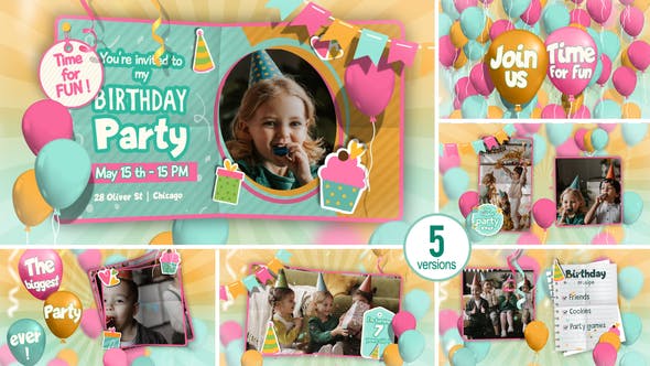 Videohive Happy Birthday invitation and Slideshow 32337846