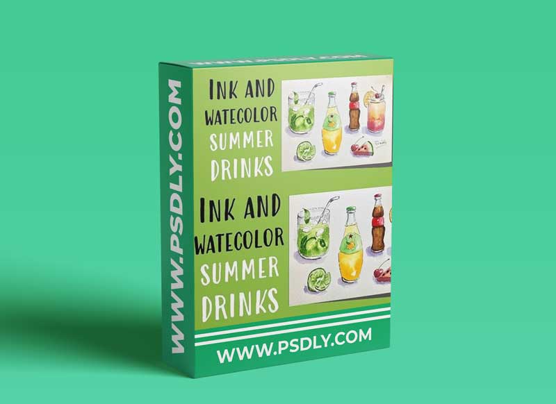 Ink and Watercolor Summer Drinks | Easy Food Illustration