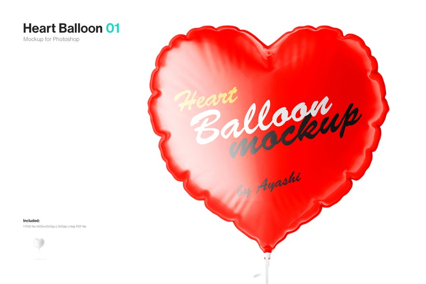 Heart Balloon Mockup
