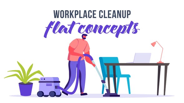 Videohive Workplace cleanup - Flat Concept 33263984