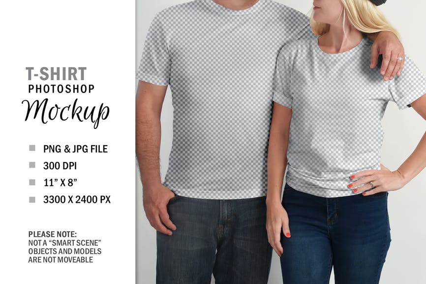 Couple T-Shirt Clothing Mockup Photoshop PSD