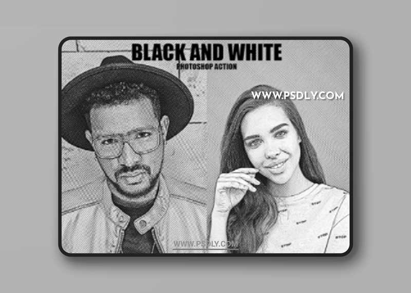 CreativeMarket - Black and White Photoshop Action 6033870