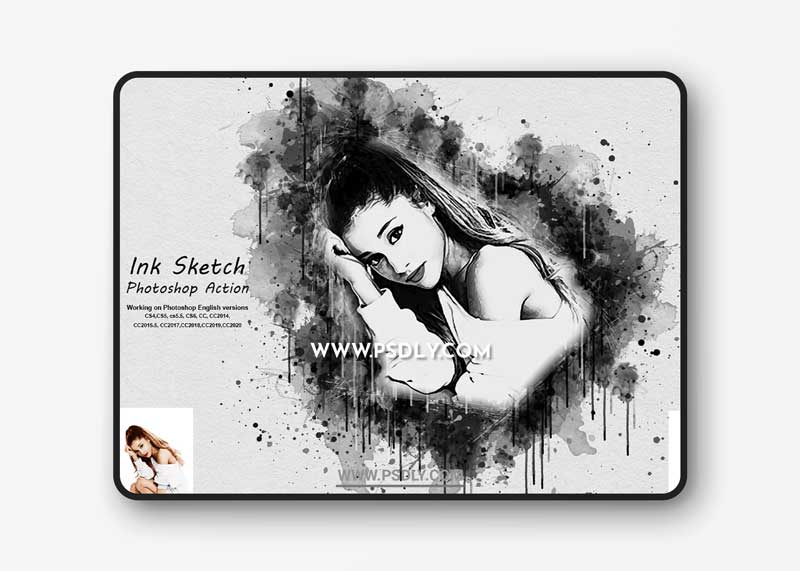 CreativeMarket - Ink Sketch Photoshop Action 5355228