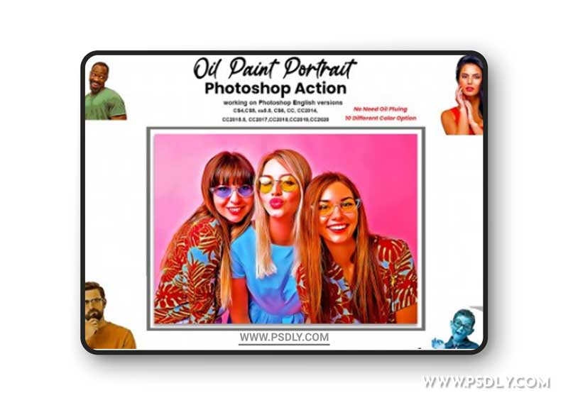 CreativeMarket - Oil Paint Portrait Photoshop Action 5689481