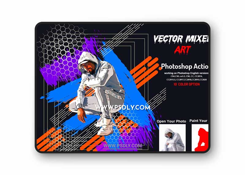 CreativeMarket - Vector Mixed Art Photoshop Action 6169990