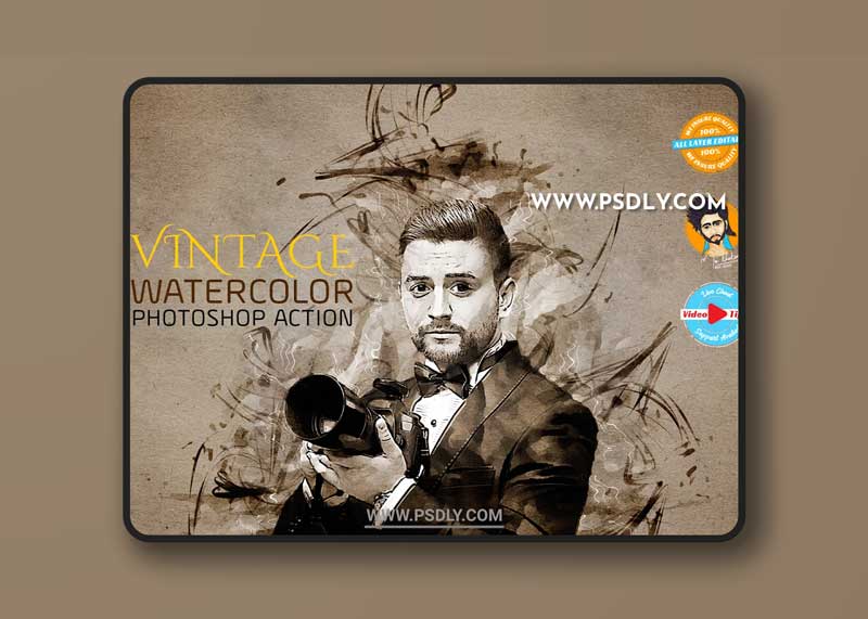 CreativeMarket - Vintage Watercolors Art Action 6004887