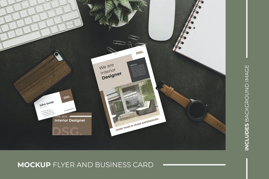 Business Card and Flyer – Brochure – Mockup