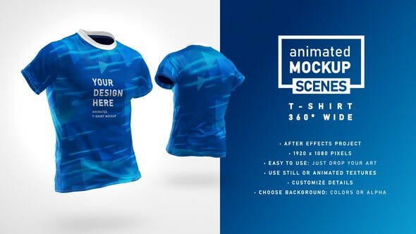 Videohive T-shirt 360 Wide Mockup Template Animated Mockup SCENES 33033077