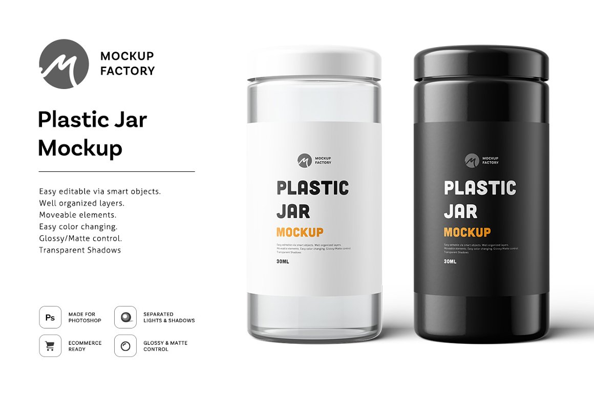 CreativeMarket - Plastic Jar Mockup 4877775