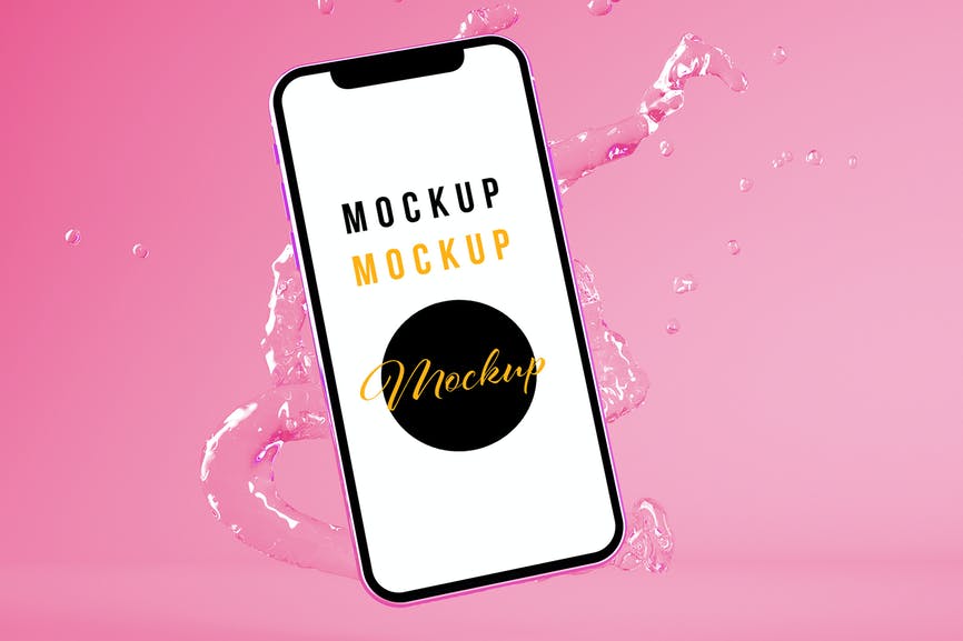 Mobile Phone Mockup with Water Splash TSKV2F5