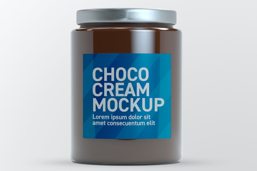 Chocolate Cream Glass Jar Mockup M9BAQ6M