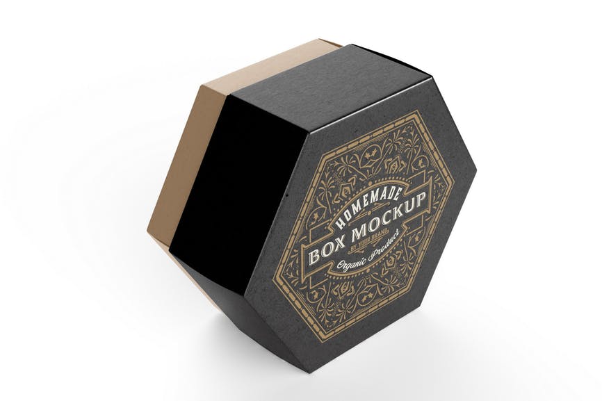 Hexagonal Kraft Box Mockup NPDR5NS