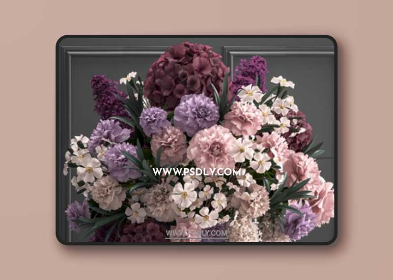 A Bouquet of Flowers in a Gift Box 87 3D Model