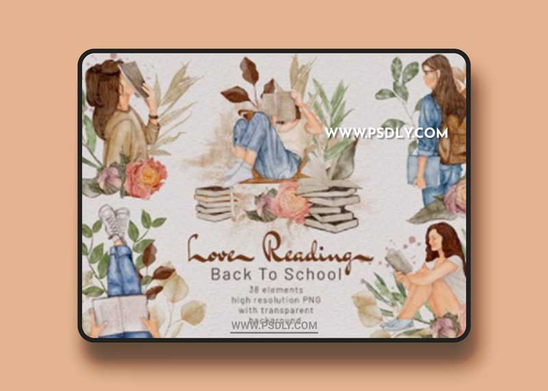 Back to School Autumn Clipart Girl Read 14529781