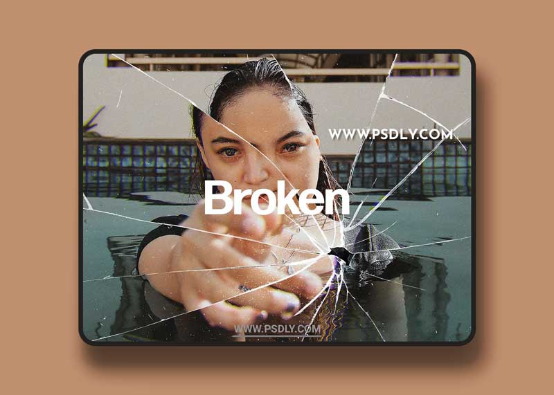 CreativeMarket - Broken Glass Photo Effect Mockup 5671746