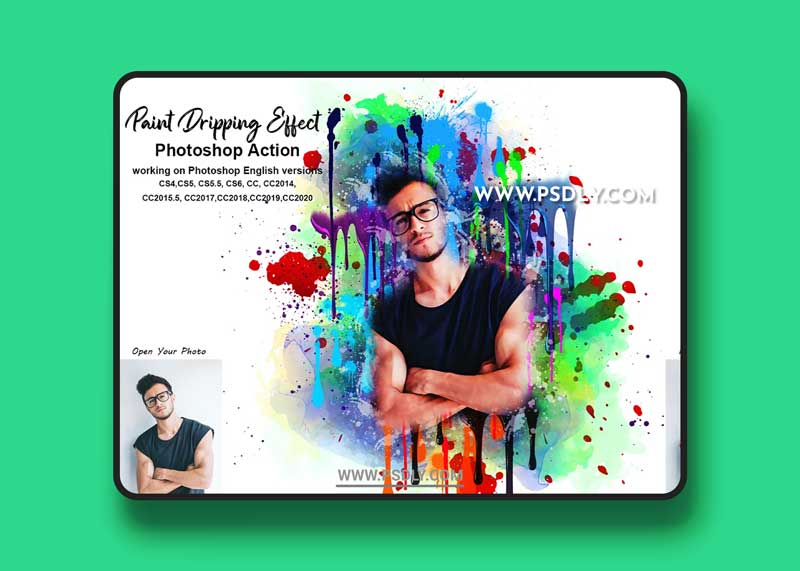 CreativeMarket - Paint Dripping Effect PS Action 5449909