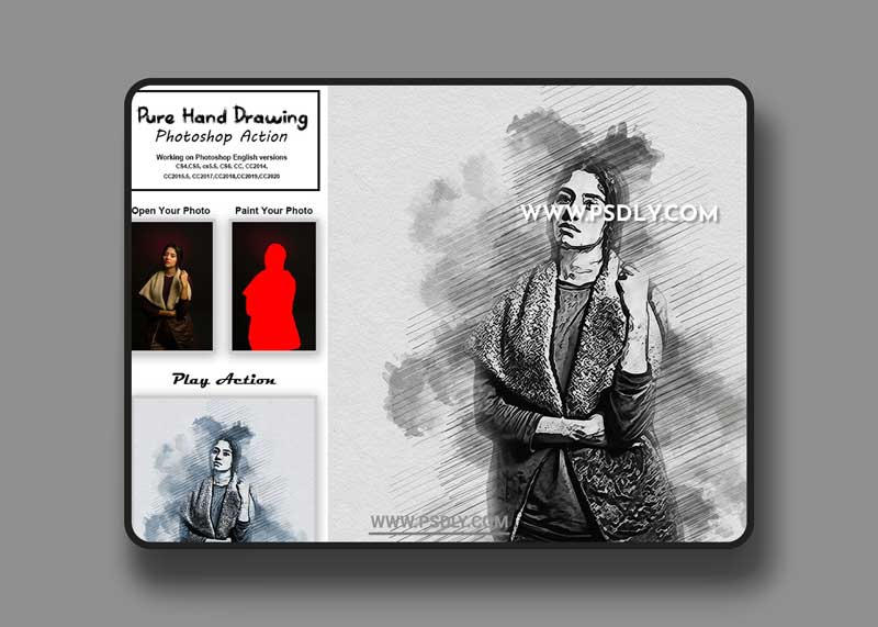 CreativeMarket - Pure Hand Drawing Photoshop Action 5354336