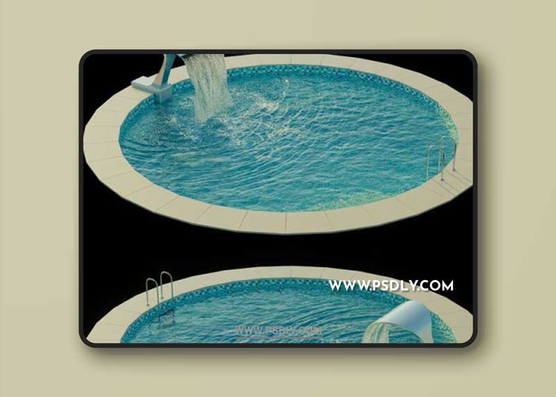 Swimming pool with waterfall 3D model
