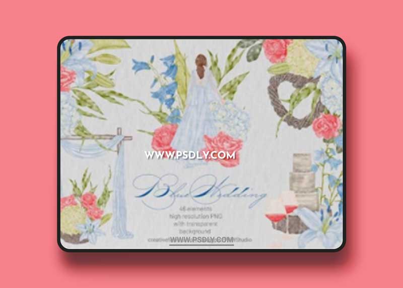 Vintage Blue Wedding Clipart Flowers Bri 14272395