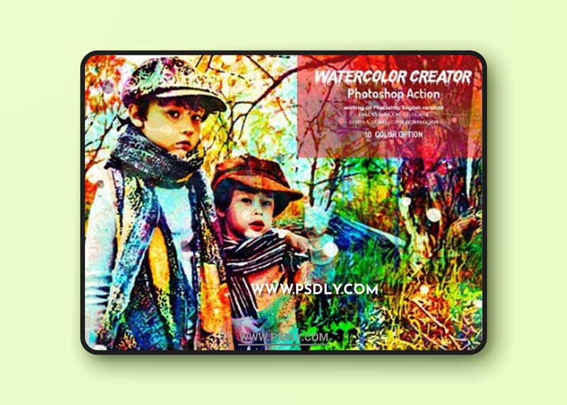 Watercolor Creator Action for Photoshop + Brushes