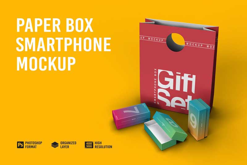 Paper Box Smartphone Mockup YCQQVZ3