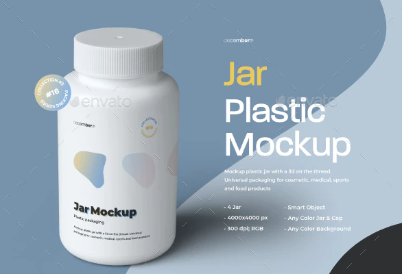 GraphicRiver - 4 Mockups Plastic Jar 28001672