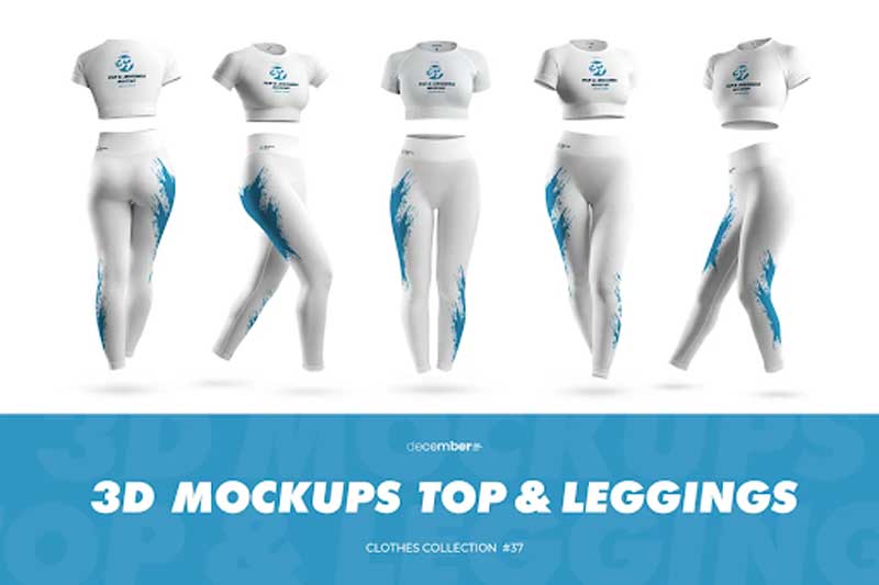 CreativeMarket - 5 3D Sports Leggings and Top Mockups 6367819