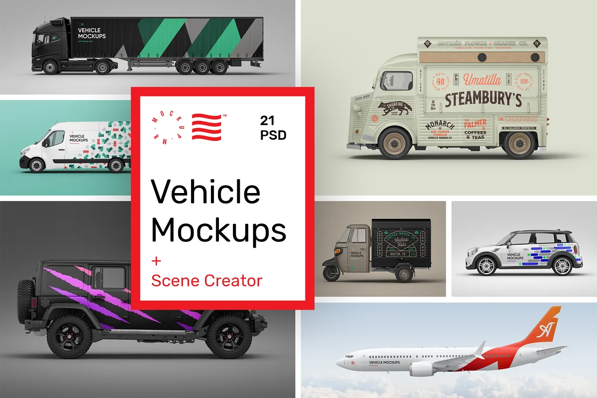 CreativeMarket - Vehicle Mockups - Car Mockups 5933647