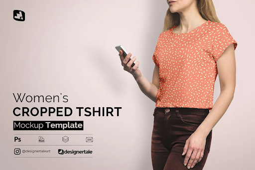 CreativeMarket - Women's Cropped Tshirt Mockup 4728864