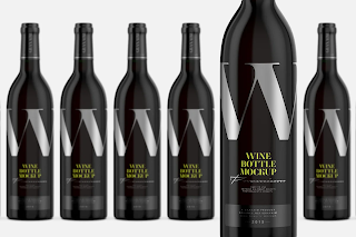 CreativeMarket - Dark Glass Wine Bottle Mockup 4998879