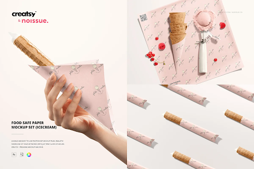 CreativeMarket - Food Safe Paper Mockup Set /icecream 6423028
