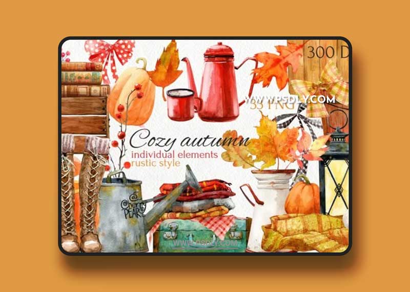 Cozy Autumn. Watercolor Fall Clipart Bundle 14715124