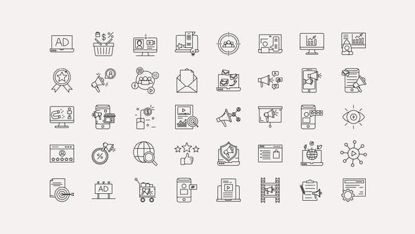 Videohive Digital Marketing Line Icons 33956167