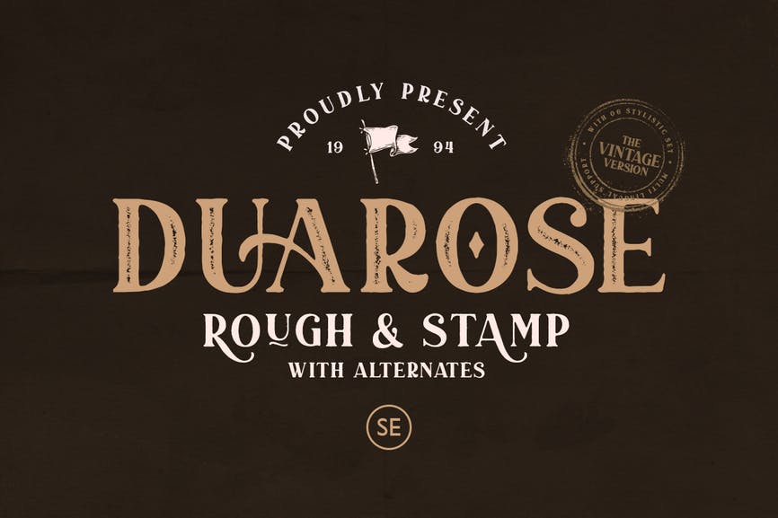 Duarose - Vintage Font (Rough & Stamp)