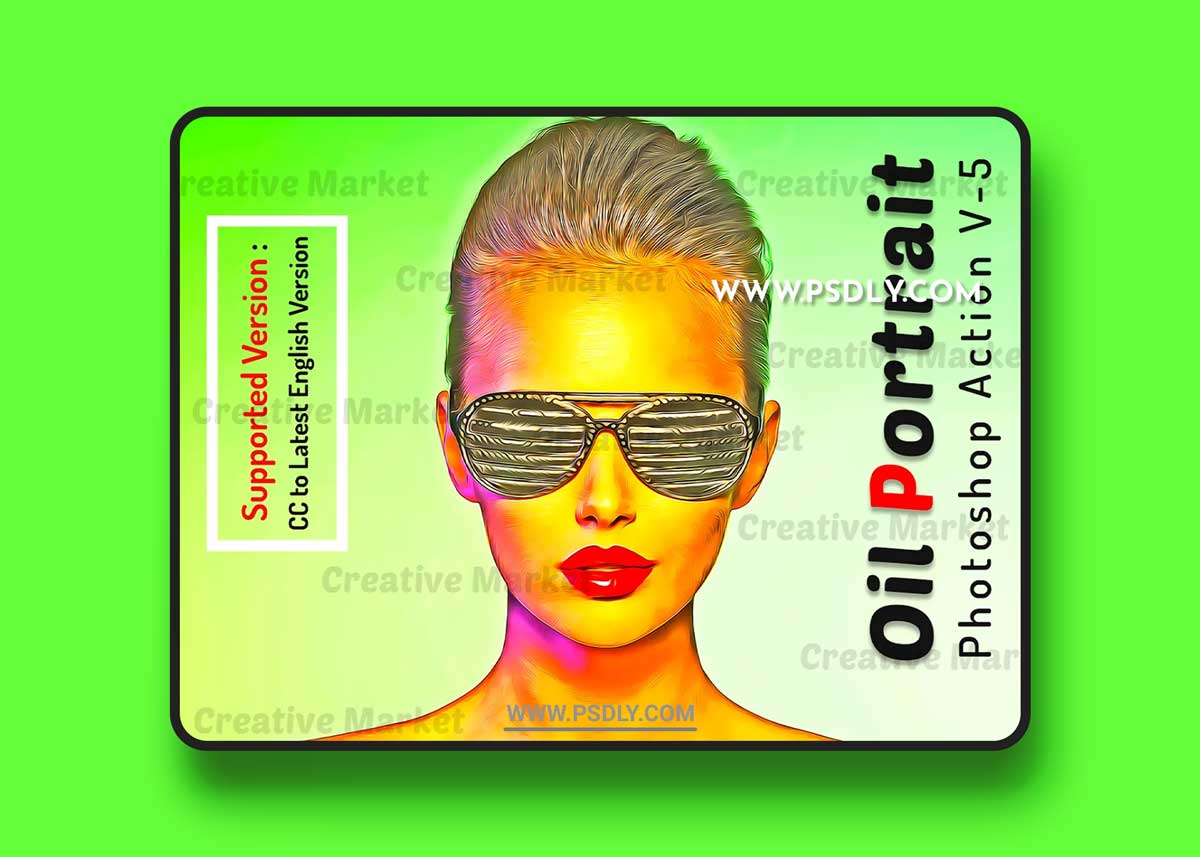 CreativeMarket - Oil Portrait Photoshop Action V-5 6508359