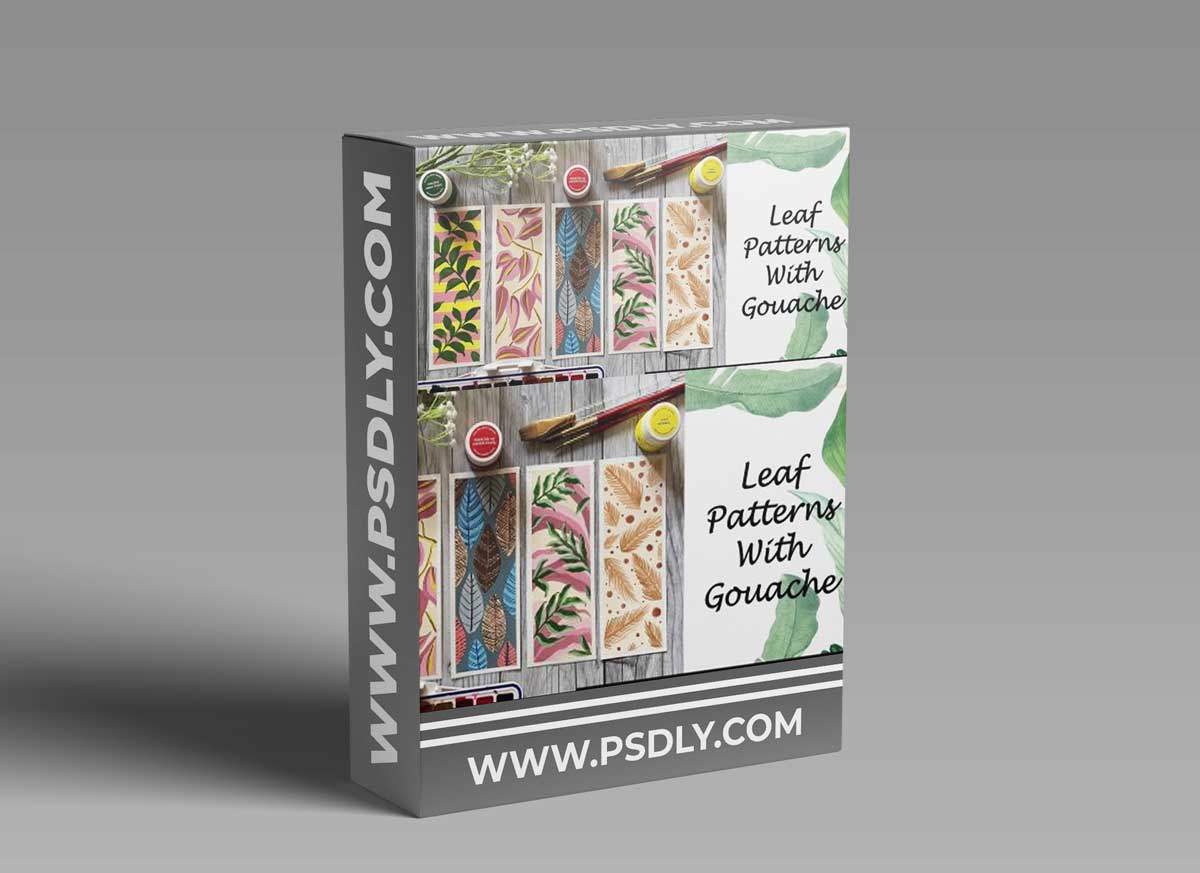 Leaf Patterns With Gouache- Learn to Paint 5 Easy Therapeutic Bookmark Pattern