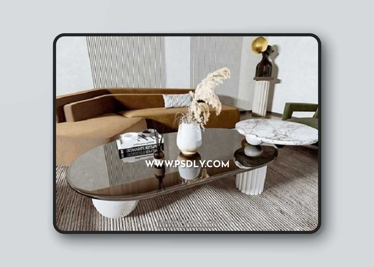Modern minimalist living room dining room 3D Models