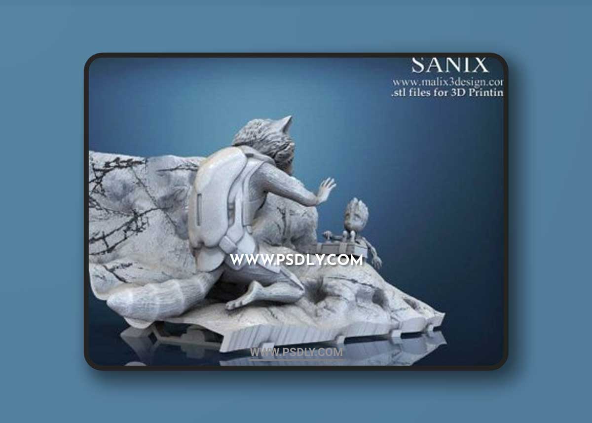 Rocket and Groot Diorama 3D Models