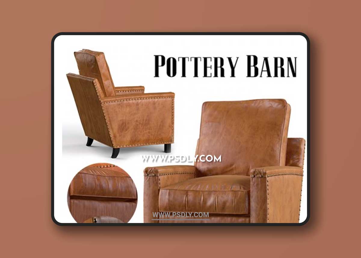 Tyler Leather Armchair Pottery Barn 3D models