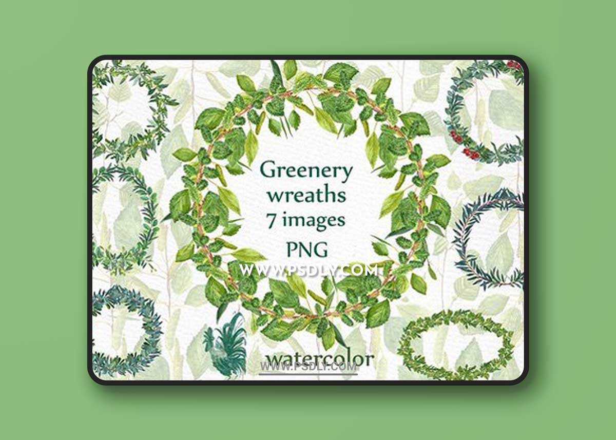 Watercolor Fern Wreaths clipart