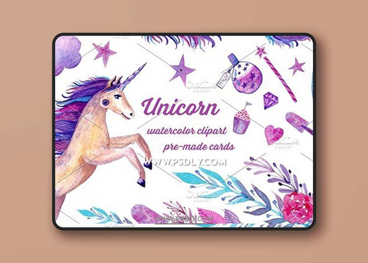 Watercolor Unicorn set