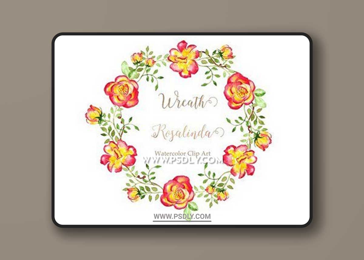 Wreath Rosalinda Watercolor clip art